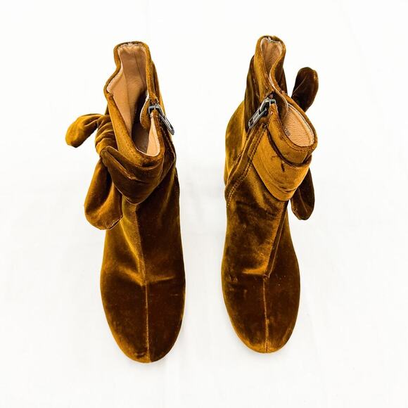 Madewell The Esme Bow Boot Brown VelvetBlock Heel Bootie K5289 Size 6 - Picture 2 of 6